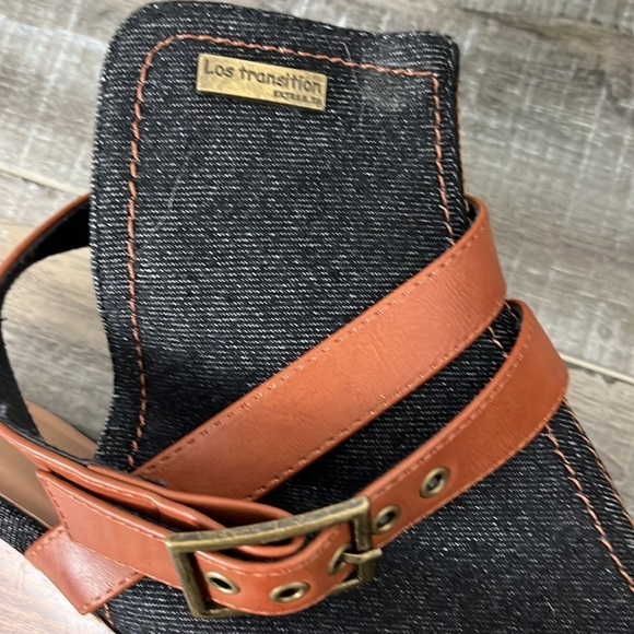 Extreme by Eddie Marc Blue Denim Sandal Block Heels Size 11 - Picture 10 of 12